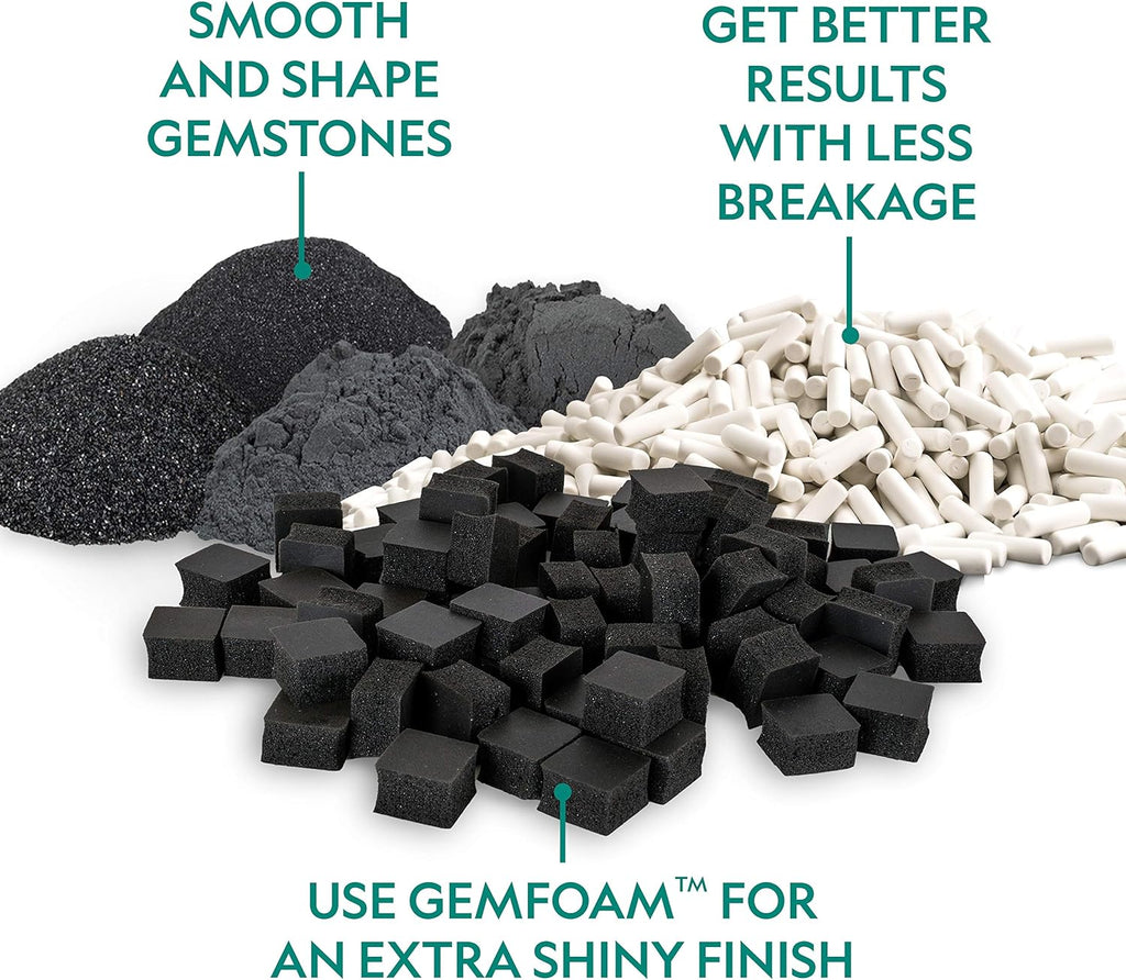 Blue Marble National Geographic Rock Tumbler Media – The Ultimate Rock Polishing Supplies Kit, 4 Stage Bulk Grit, 1.5 Pounds of Ceramic Pellets, GemFoam Polishing Tumbling Media