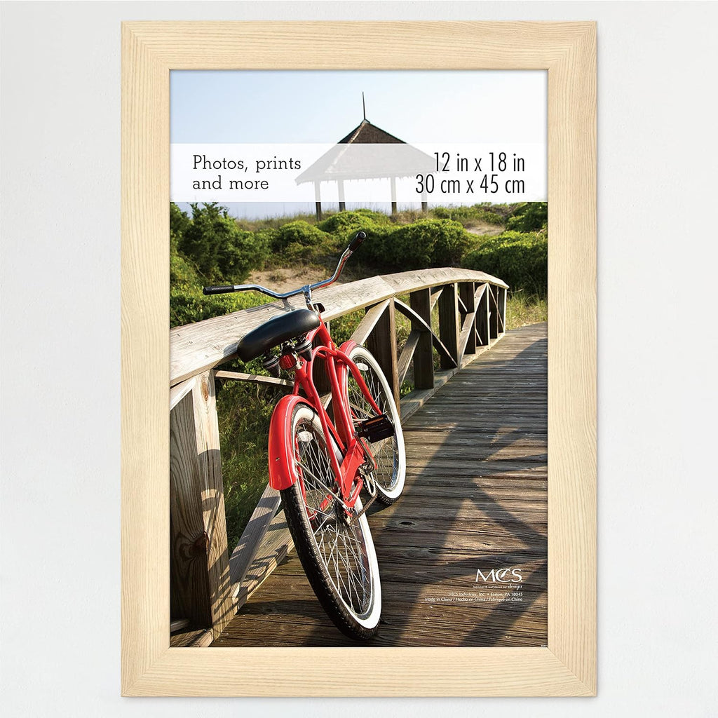 MCS Museum Poster Frame 12x18 Natural Woodgrain, Vertical & Horizontal Wall Hanging Large Picture Frame for Photos, Posters & Art Prints (1-Pack)