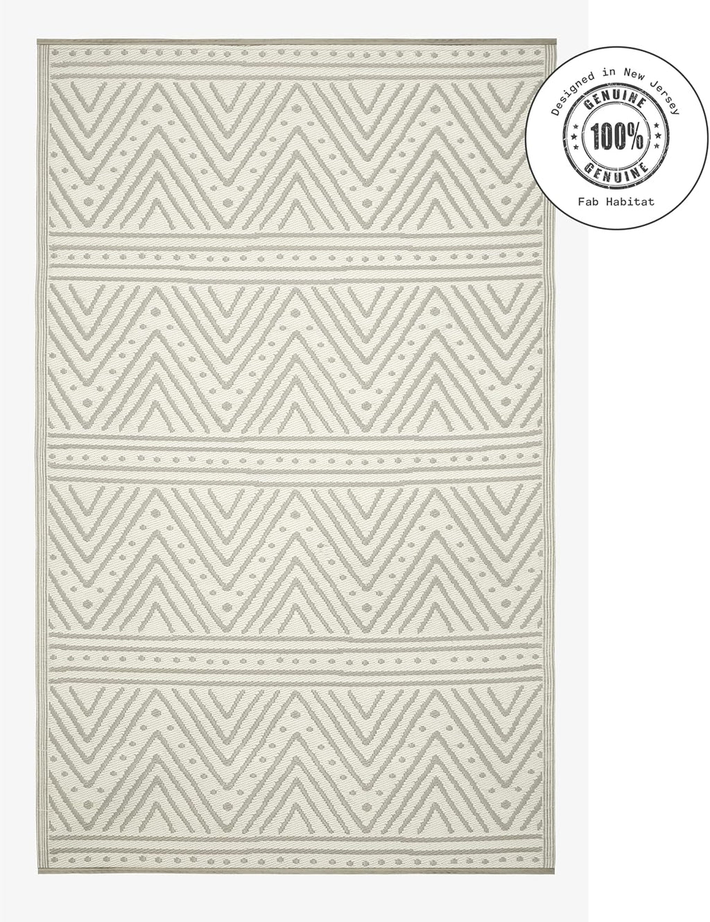 Fab Habitat Chevron Outdoor Rug - Waterproof, Fade Resistant, Crease-Free - Premium Recycled Plastic - Striped - Porch, Deck, Balcony, Mudroom, Laundry Room, Patio - Patan - Beige - 3 x 5 ft