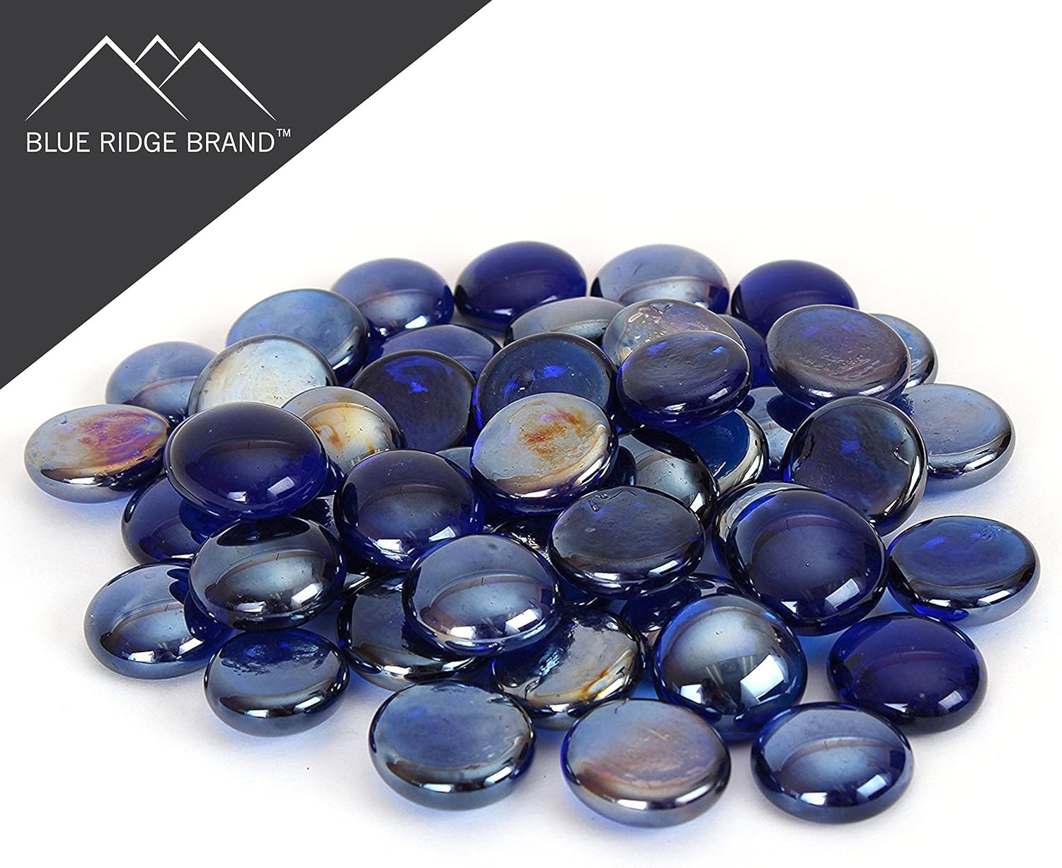 Reflective Fire Pit Glass Beads - Professional Grade Fire Glass for Fire Pit - 3/4" Firepit Glass Rock - Glass Stones - Gas & Propane Fireplace Glass (20 Pound, Dark Blue)