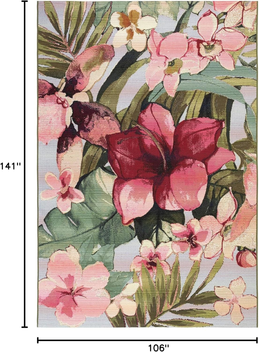 Liora Manne Marina Indoor Outdoor Rug - Floral & Safari Designs, Comfortable & Durable, Power Loomed, Polypropylene Material, UV Stabilized, Tropical Floral, 8'10" x 11'9"