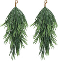 2 Pcs Artificial Christmas Teardrop Swag, 28" Faux Pine Needles Teardrop Door Swag, Christmas Norfolk Greenery Teardrop Wreath for Xmas Holiday Door Table Mantle Fireplace Indoor Outdoor Decor