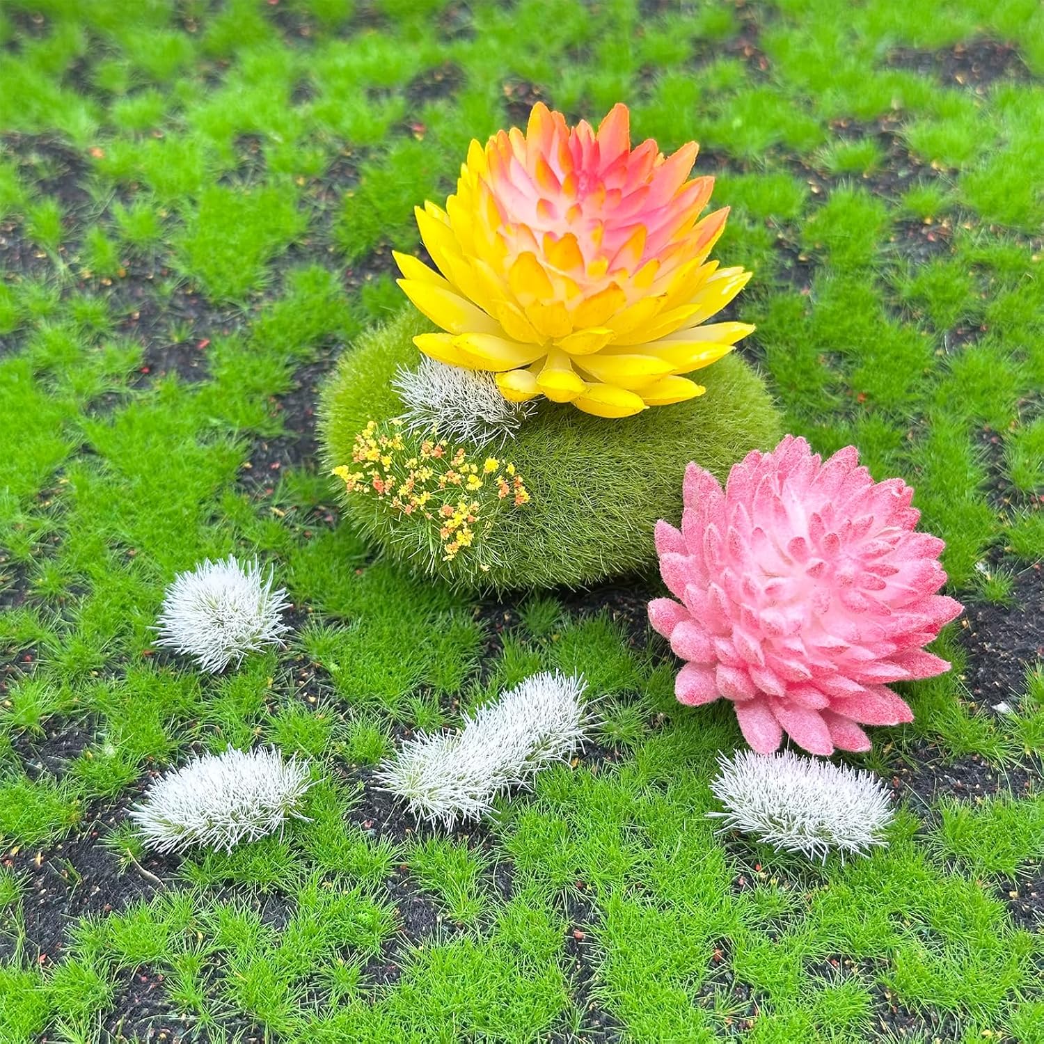 Woohome 78 PCS White Nylon Grass Tufts Model Scenery Kit for DIY Railway, Fairy Garden, Diorama
