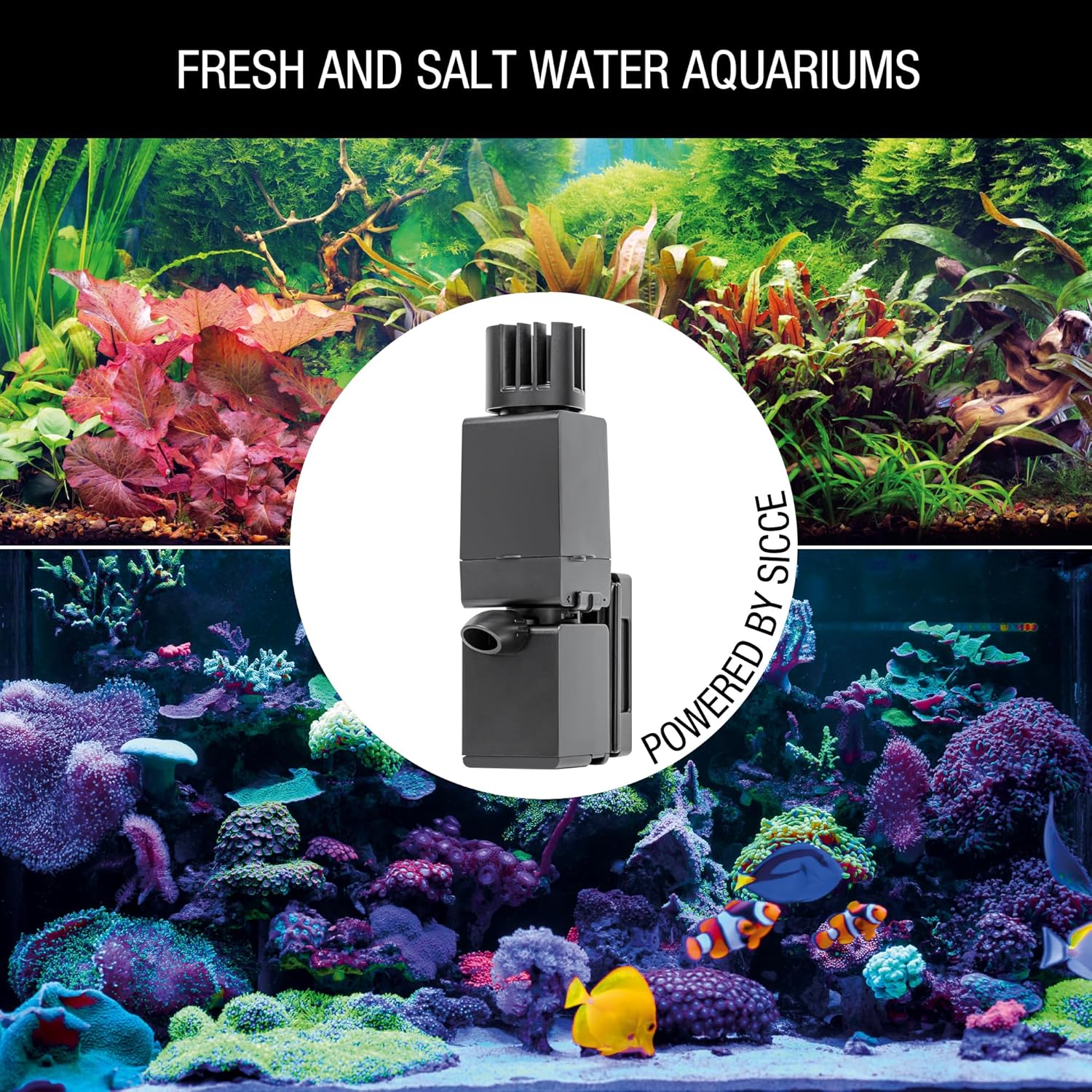 Sicce Shark MINI Aquarium Surface Skimmer 350 Plus up to 90 Gallon Aquariums | 90 GPH Flow Rate Efficient Debris Oil Film Removal Freshwater & Saltwater