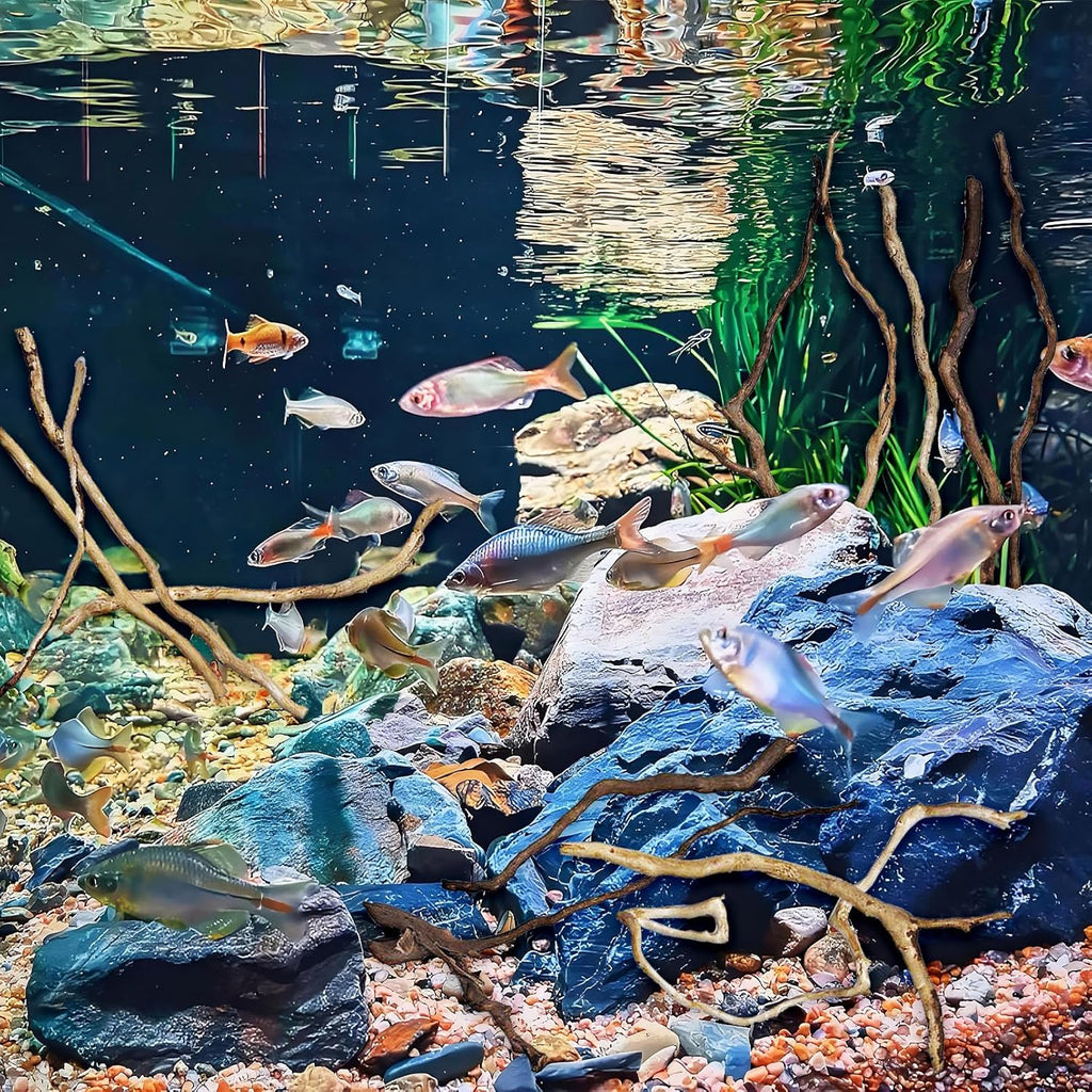 Hamiledyi Natural Driftwood for Aquarium Decor - Red Moor Wood 10"-15" Long Assorted Shapes (200g) Safe Branches for Fish Tank & Reptile Habitat - Natural Aquarium Wood Decorations (Delicate branches)