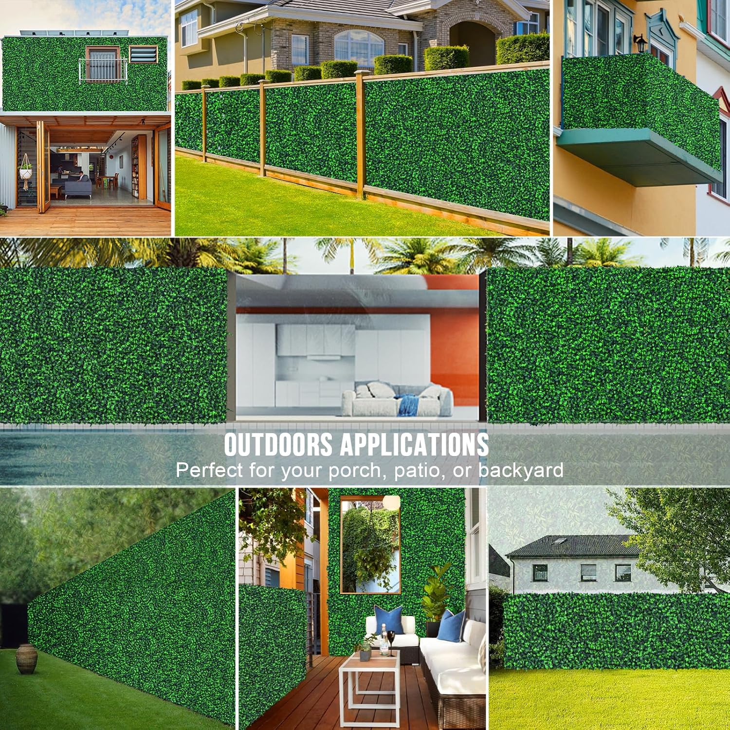 20"x20" Grass Wall,24PCS Artificial Boxwood Panels Cover 66.67SQFT,4 Layers Plant Wall, Greenery Backdrop,Privacy Hedge Screen,Green Panels Decor for Outdoor Garden and Indoor Home Wedding