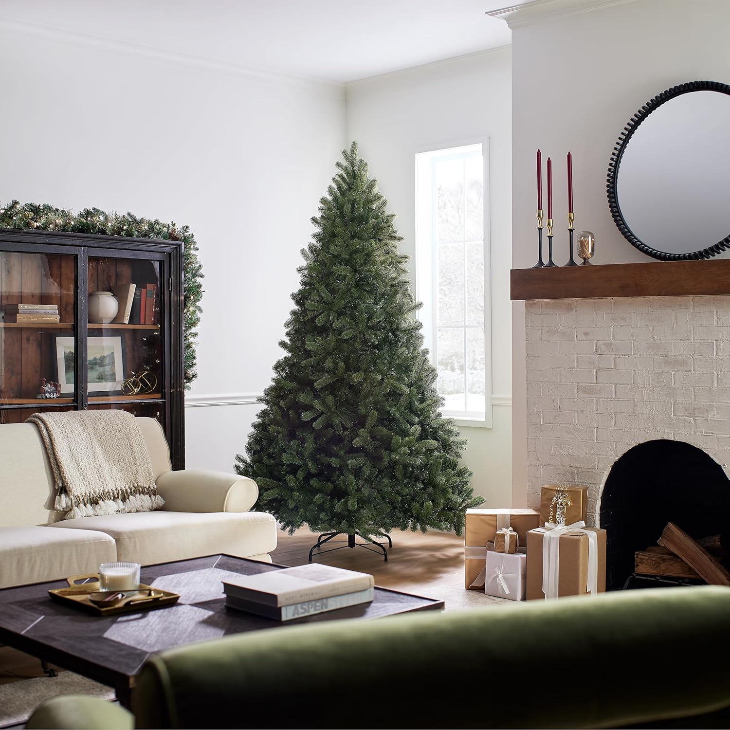 National Tree Company 7.5 ft Unlit Downswept Douglas Fir Artificial Christmas Tree, 1,867 Tips, Includes Stand, Green