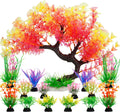MyLifeUNIT Fish Tank Decorations, 15 Pack Artificial Aquarium Plants Tree Set for Fish Tank Decor (Pink Set)