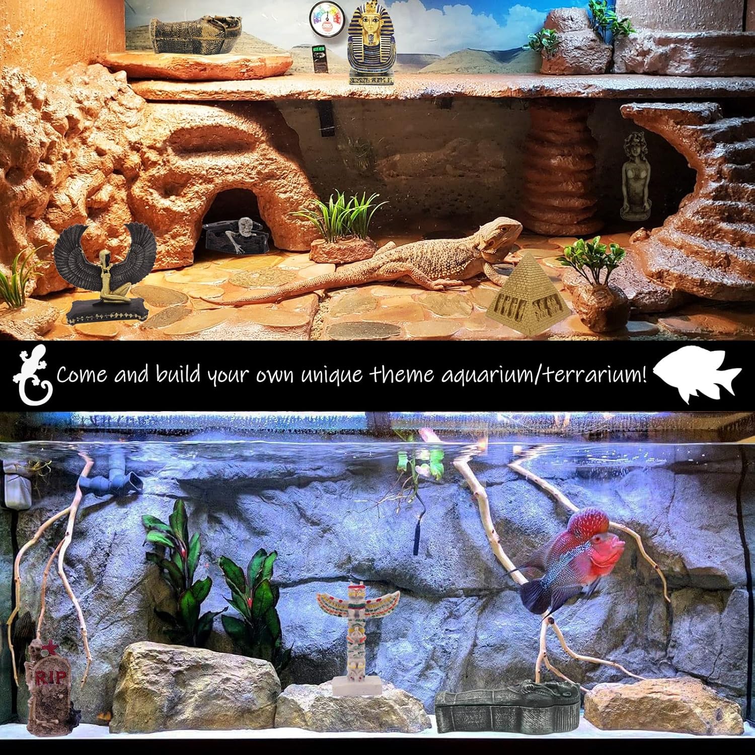 Leaning Tower of Pisa Fish Tank Decorations Reptile Turtle Lizard Spider Tanks Terrarium Building Construction Décor Ornament Pet