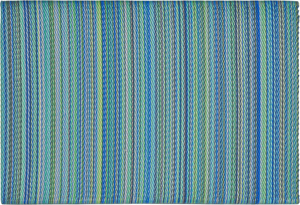 Fab Habitat Striped Non Slip Doormat - Durable, Thin - Recycled Plastic - Entryway, Front Door, Porch, Patio - Cancun Turquoise/Moss Green (24" x 36" Non-Slip)