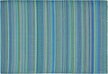 Fab Habitat Striped Non Slip Doormat - Durable, Thin - Recycled Plastic - Entryway, Front Door, Porch, Patio - Cancun Turquoise/Moss Green (24" x 36" Non-Slip)