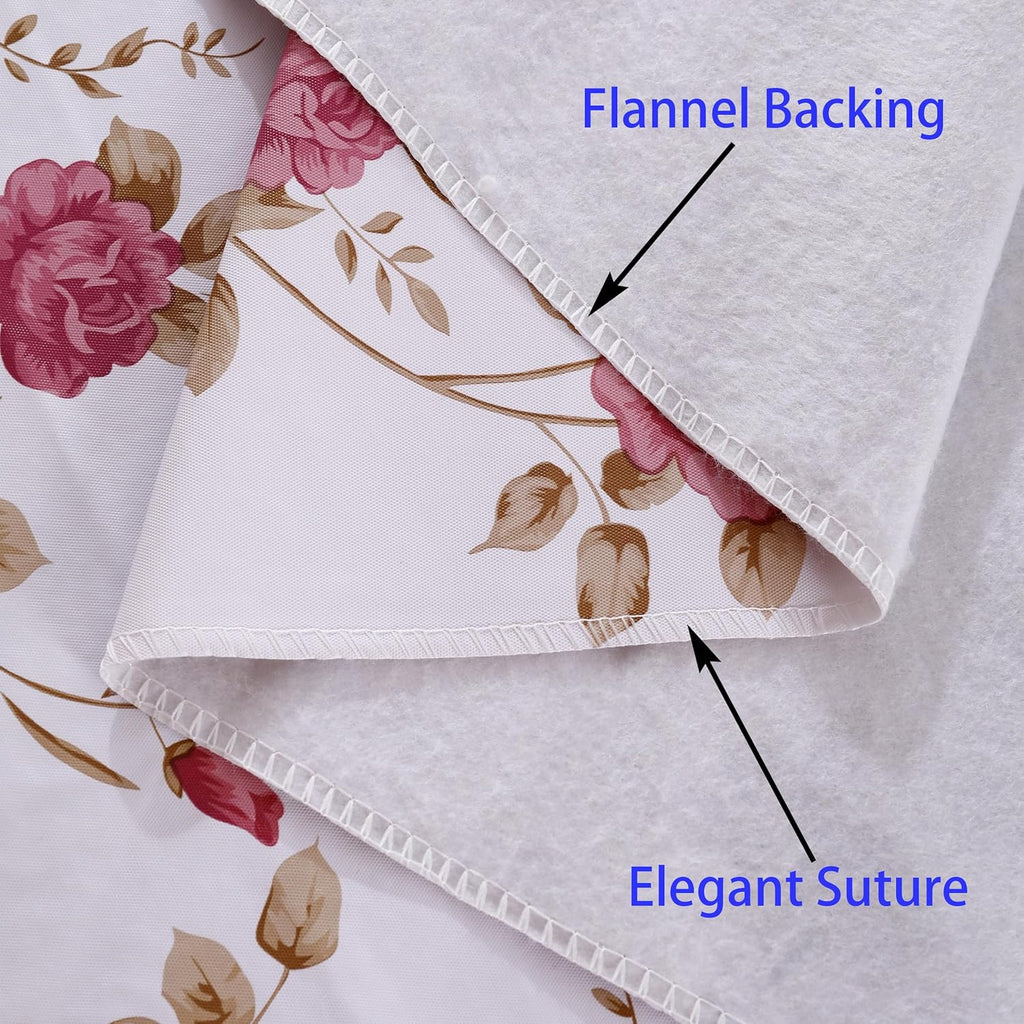 Walrus Heavy Duty Vinyl Tablecloth with Flannel Backing Waterproof Oil-Proof Plastic Table Cloth Stain-Resistant Wipeable Rectangle or Square Table Cover for Indoor and Outdoor (Flowers, 60X102 Inch)