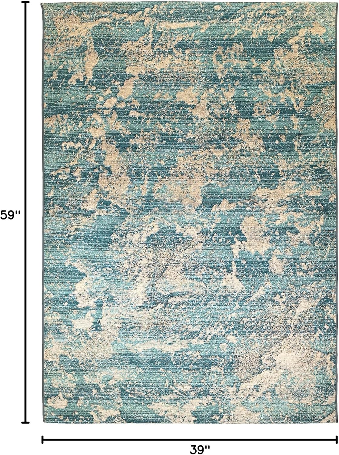 Liora Manne Marina Indoor/Outdoor Power Loomed Synthetic Blend Low Profile Area Rug - Contemporary Graphic Casual Colorful (Stormy Sea) (3'3" x 4'11")