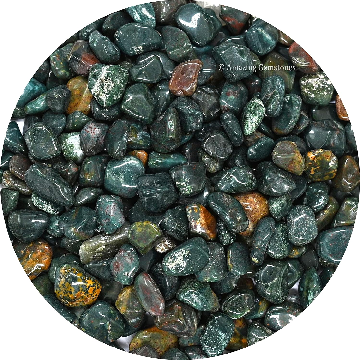 Amazing Gemstone Bloodstone Crystal Chips Aquarium Gravel Rocks - Bloodstone Chips Bulk Fish Tank Gravel, Small Tumbled Stone Chips and Tiny Crystals for Decoration (Natural AAA Grade Gemstones)