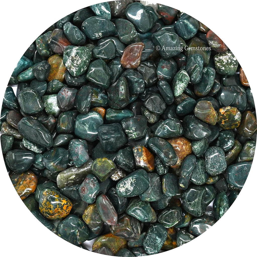 Amazing Gemstone Bloodstone Crystal Chips Aquarium Gravel Rocks - 1000+ Carat Bloodstone Chips Bulk Fish Tank Gravel, Small Tumbled Stone Chips and Tiny Crystals for Decoration (AAA Grade Gemstones)