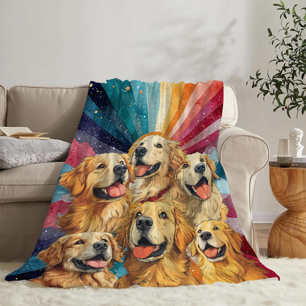 Golden Retriever Throw Blanket Golden Retriever Puppy Stuff Gifts for Dog Lover Kids Girls Boys Adults Women Men Soft Cozy Warm Plush Fluffy Fuzzy Fleece Blanket Decor 60''X80''