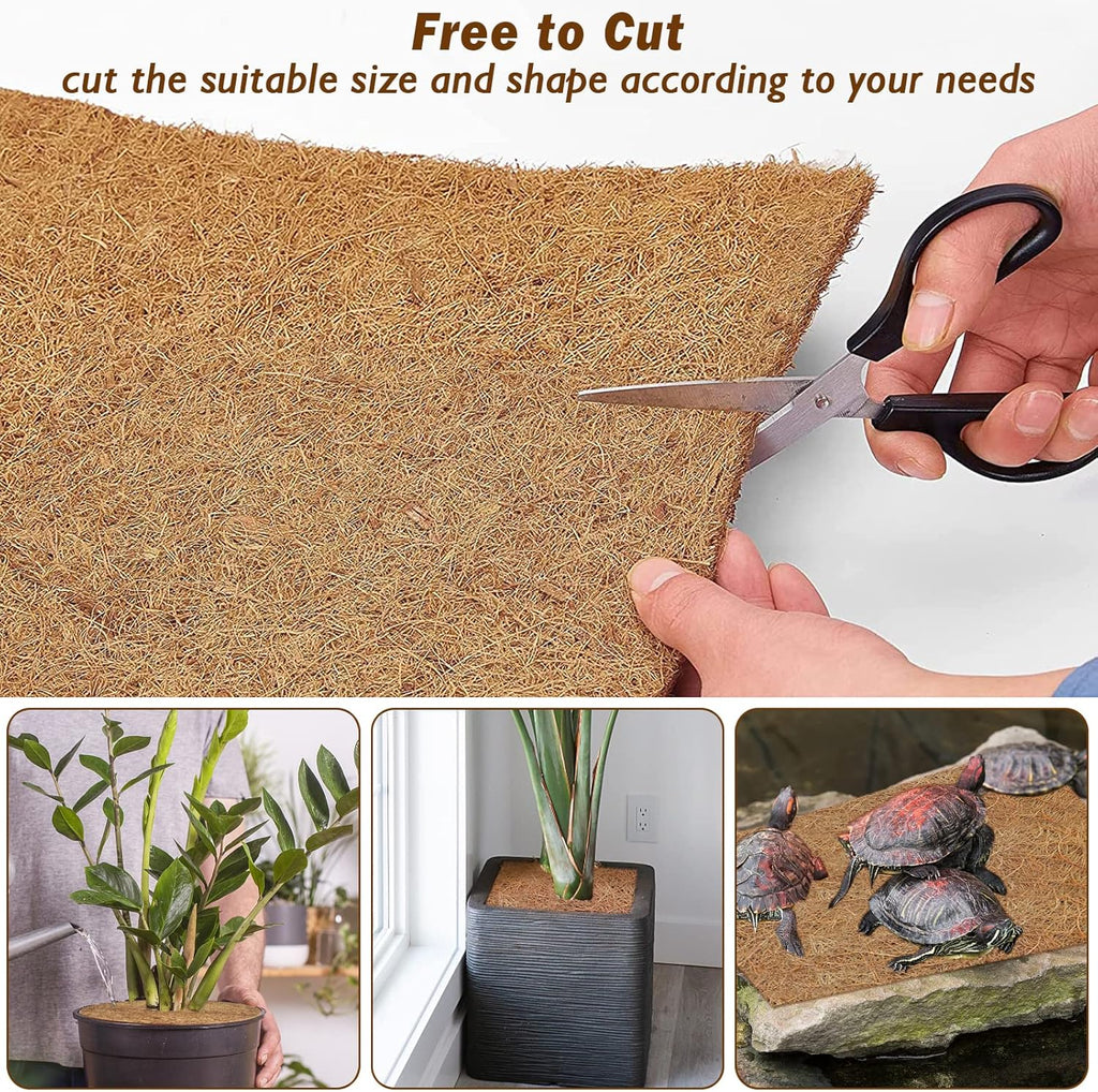 ZeeDix 10 Pcs Reptile Carpet, 14X14 inch Natural Coconut Fiber Liner Mat Flooring Accessories for Reptile Tank - Bearded Dragon Tortoise Lizard Turtle Snake Leopard Gecko Substrate Bedding