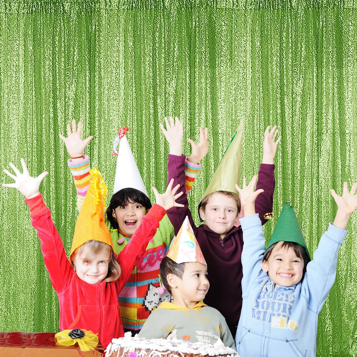 Sugargirl Apple Green Sequin Backdrop Curtain 4 Panels 2FTx8FT Glitter Apple Green Background Drapes Sparkle Photography Backdrop for Party Wedding Birthday Wall Decoration