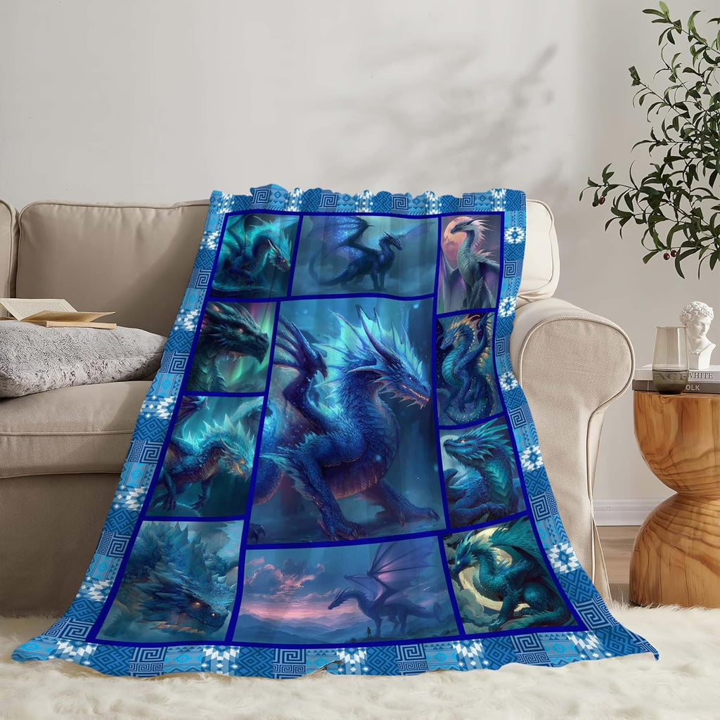 Dragon Throw Blanket Dragon Stuff Gifts for Kids Girls Boys Adults Women Men Soft Cozy Warm Plush Fluffy Fuzzy Fleece Blanket Decor 60''X80''