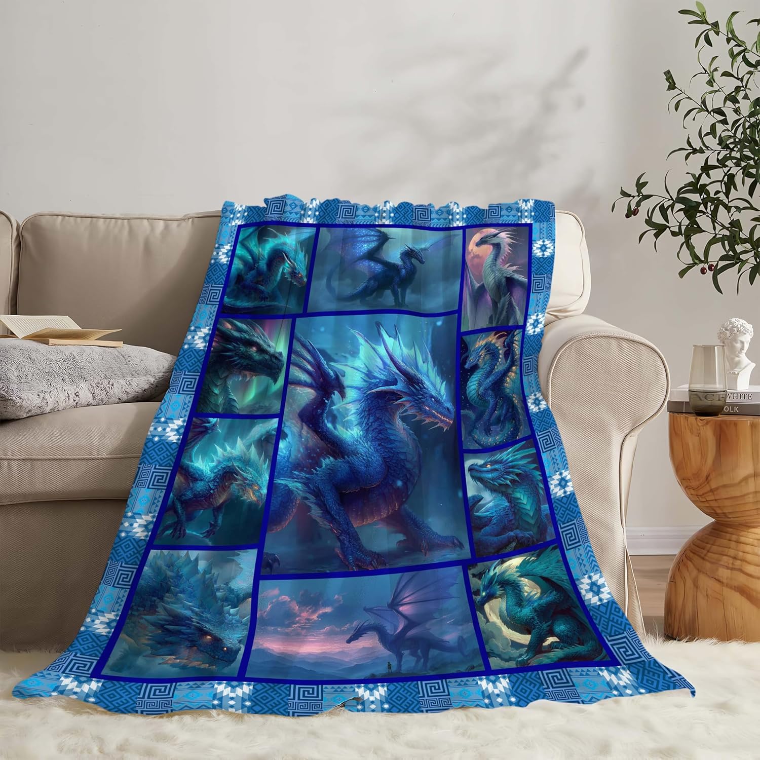 Dragon Throw Blanket Dragon Stuff Gifts for Kids Girls Boys Adults Women Men Soft Cozy Warm Plush Fluffy Fuzzy Fleece Blanket Decor 60''X80''