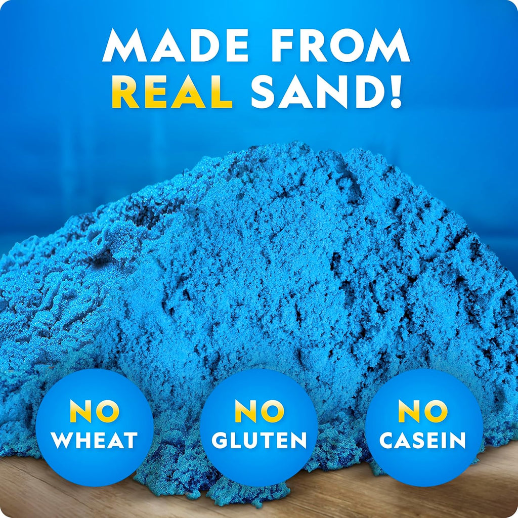 National Geographic Moon Sand - 24 Lb. Bulk Play Sand Kit with 6 Castle Molds (Blue) - A Fun No Mess Sensory Activity, Kids Fake Sand Play Set, Sensory Bin Filler