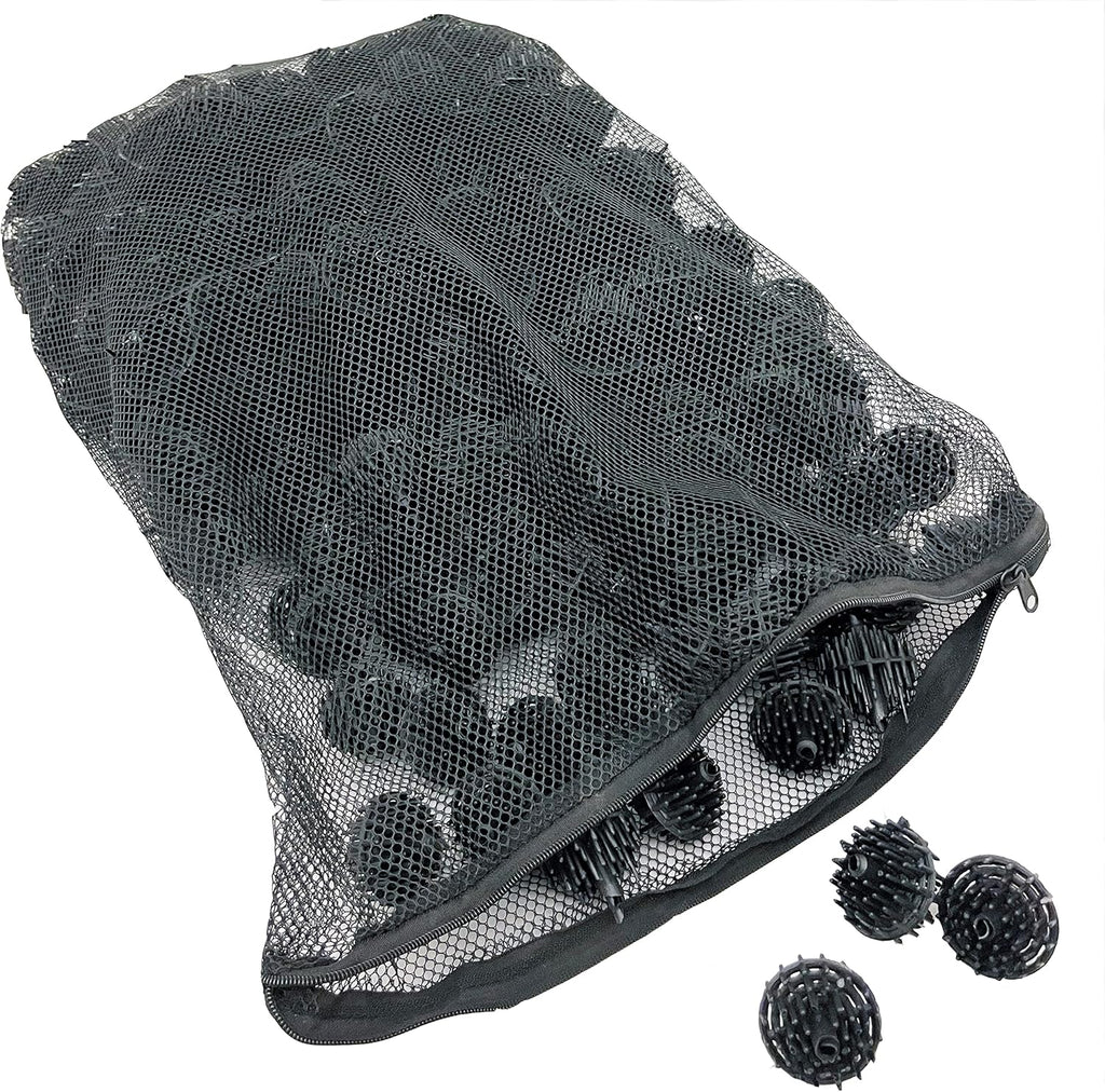 Aquarium Masters 300 Count 1.5 Inch Large Bio Balls Filter Media - Includes 18x14 Mesh Bag with Easy Access Zipper - Perfect Bio Balls for Pond Filter Media