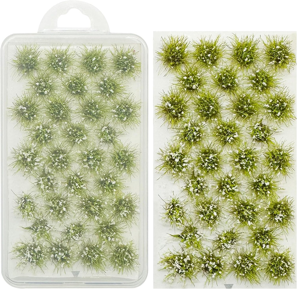Woohome Static Grass Tuft Model Grass Tufts, 32 PCS Railway Artificial Grass White Bushy Tuft Flower Cluster Vegetation Groups for DIY Architecture Building Model Train Landscape Railroad Scenery