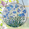 8 Inch Stained Glass Window Hanging, Forget Me Not Flower Stained Glass Suncatcher, Window Decor, Plant Lover Gift for Women, Forget Me Not Gifts for Couples, Best Friend, Family, Colleague, Classmate