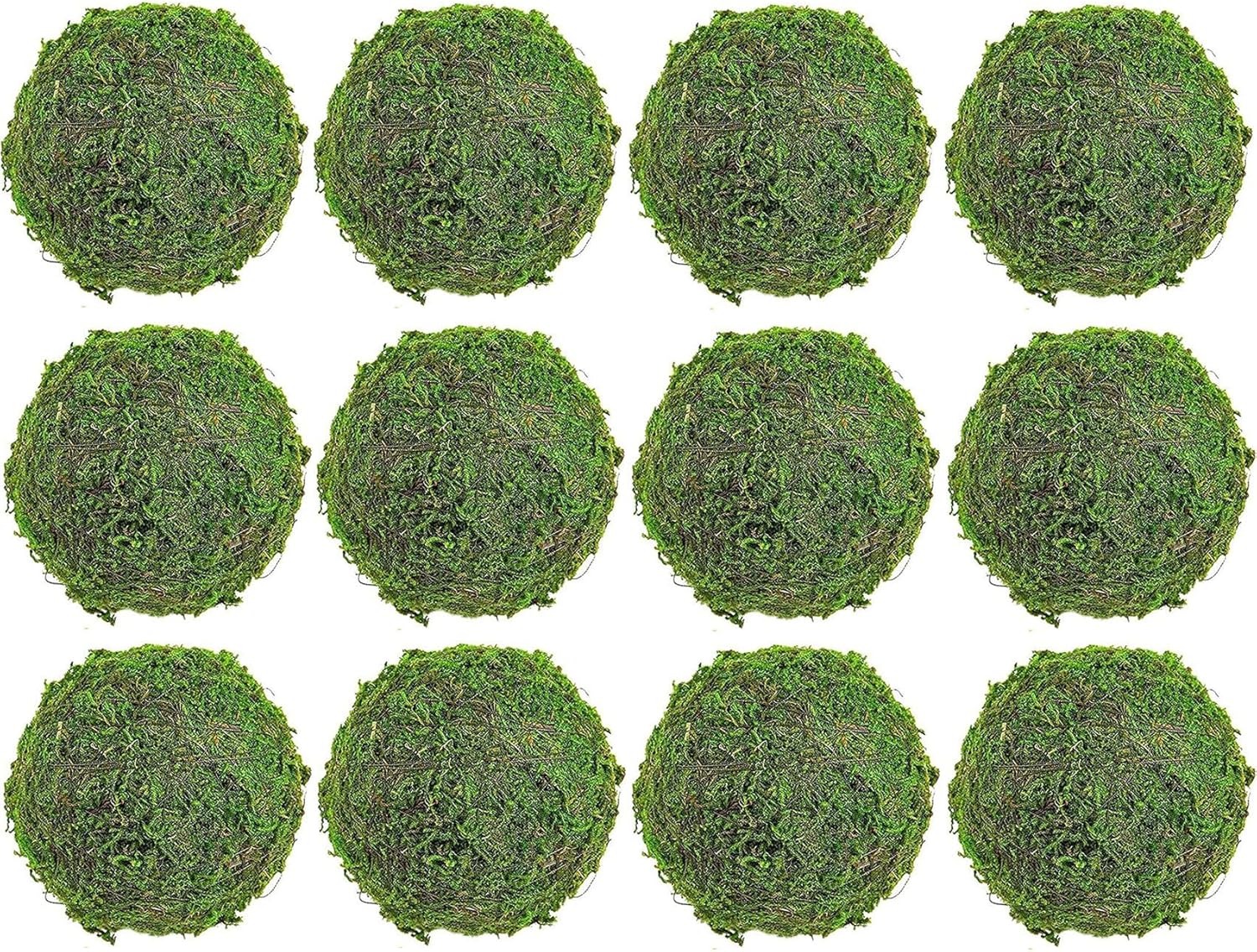 12pcs Moss Balls Decorative Faux Green Dried Artificial Moss Balls for Centerpiece Bowls for Home Garden Wedding Party Decor (2"-Set of 12)
