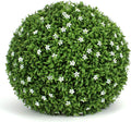 3rd Street Inn Large White Flower Grass Topiary Ball - Artificial Plant Set - Indoor/Outdoor Wedding Party Decor - Faux Foliage Garden Sphere - Tree and Bush Substitute (15", 8 Pack)