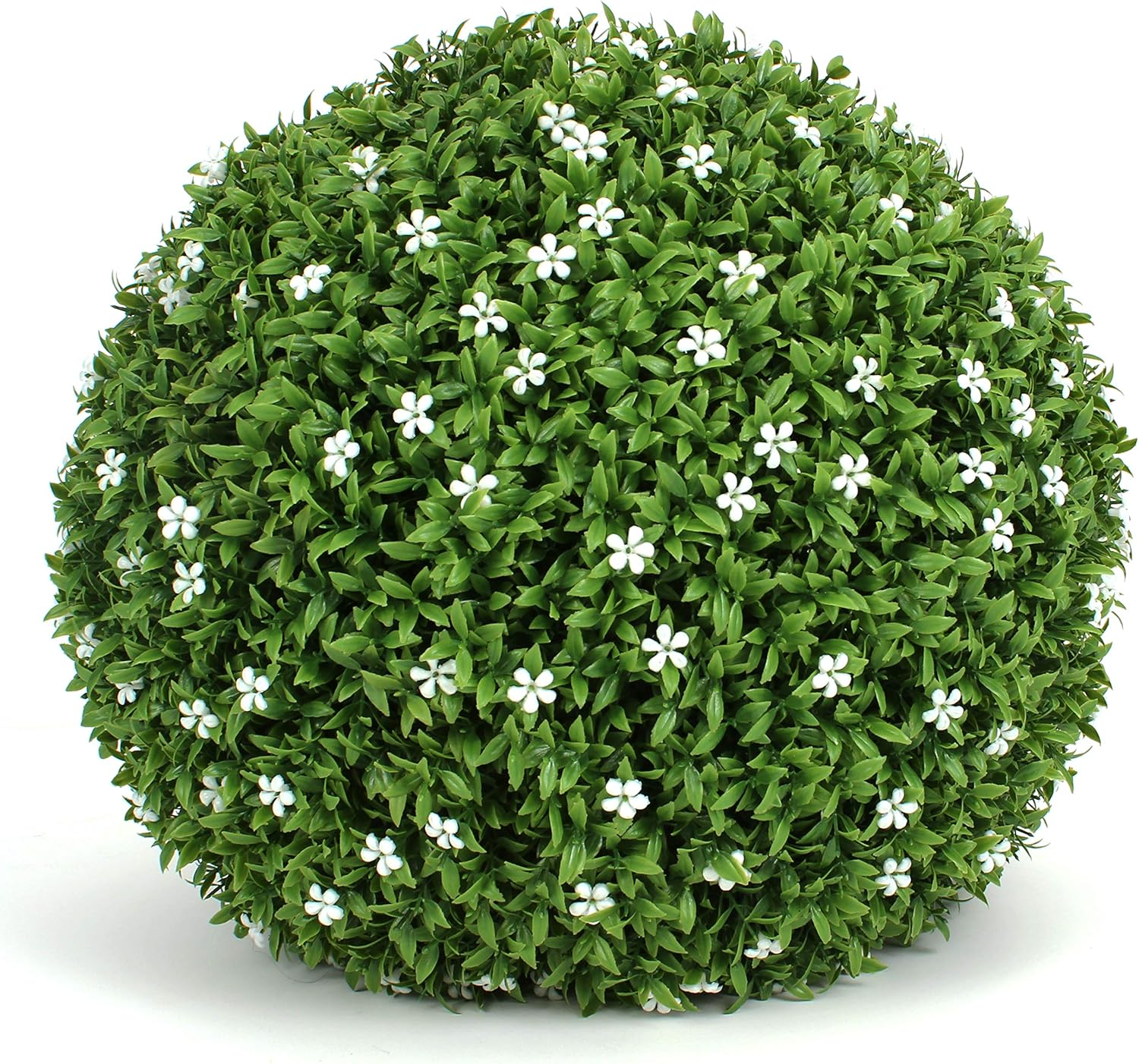 3rd Street Inn Large White Flower Grass Topiary Ball - Artificial Plant Set - Indoor/Outdoor Wedding Party Decor - Faux Foliage Garden Sphere - Tree and Bush Substitute (15", 8 Pack)