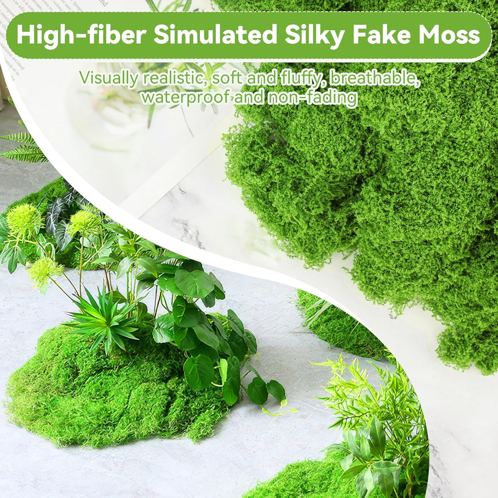 Fake Green Moss for Potted Plants, Anglecai 7OZ Artificial Moss for Crafts Decorative Faux Moss for Fairy Garden Preserved Moss for DIY Wedding Party Table Centerpieces Decor