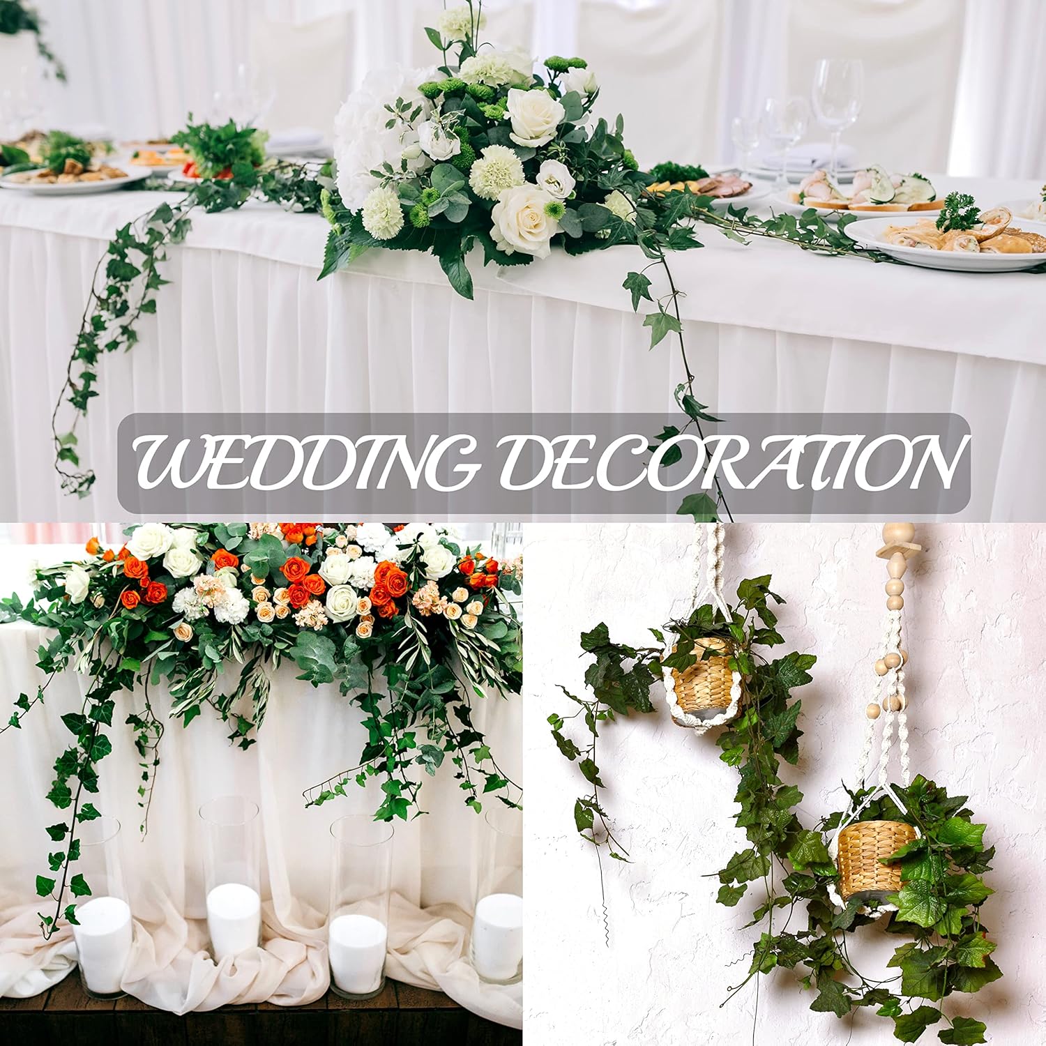 Sggvecsy 3 Pcs Artificial Ivy Vines Kit 6.4Ft Odorless Silk Ivy Garland with Green Leaves Fake Hanging Plants Artificial Greenery Decor for Wedding Home Wall Party Indoor Outdoor Decoration