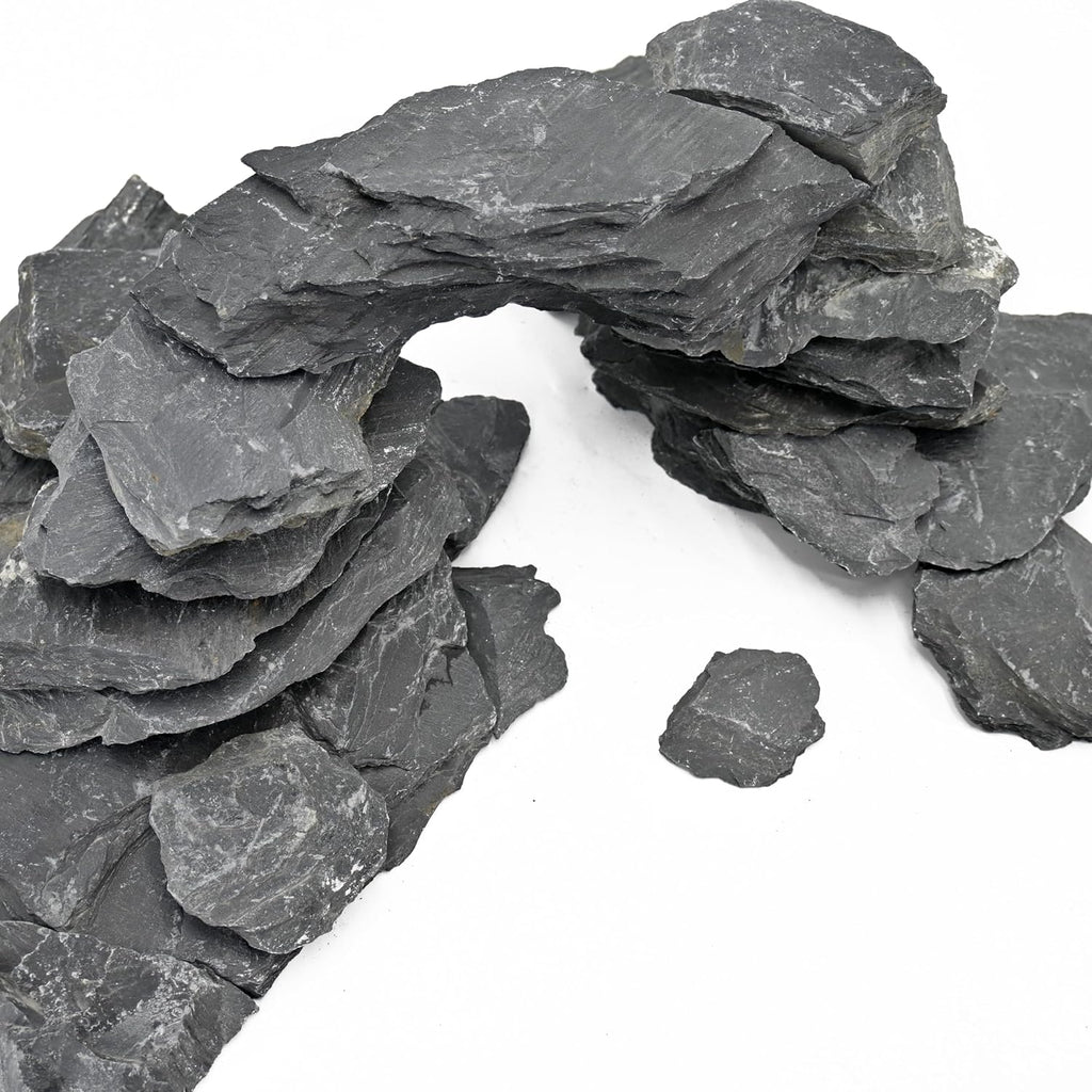 Natural Slate Stone for Aquarium 3-10 Inches Fish Tank Rocks Garden Stepping Stones for Landscaping Decor,Reptile Basking Aquascaping,Paludariums-20lb