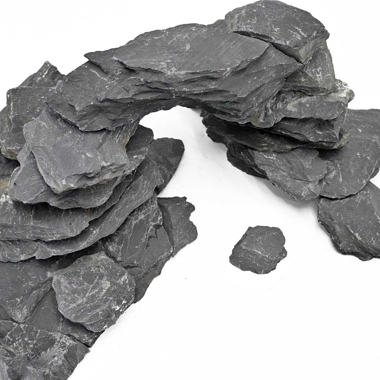 Natural Slate Stone for Aquarium 3-10 Inches Fish Tank Rocks Garden Stepping Stones for Landscaping Decor,Reptile Basking Aquascaping,Paludariums-20lb