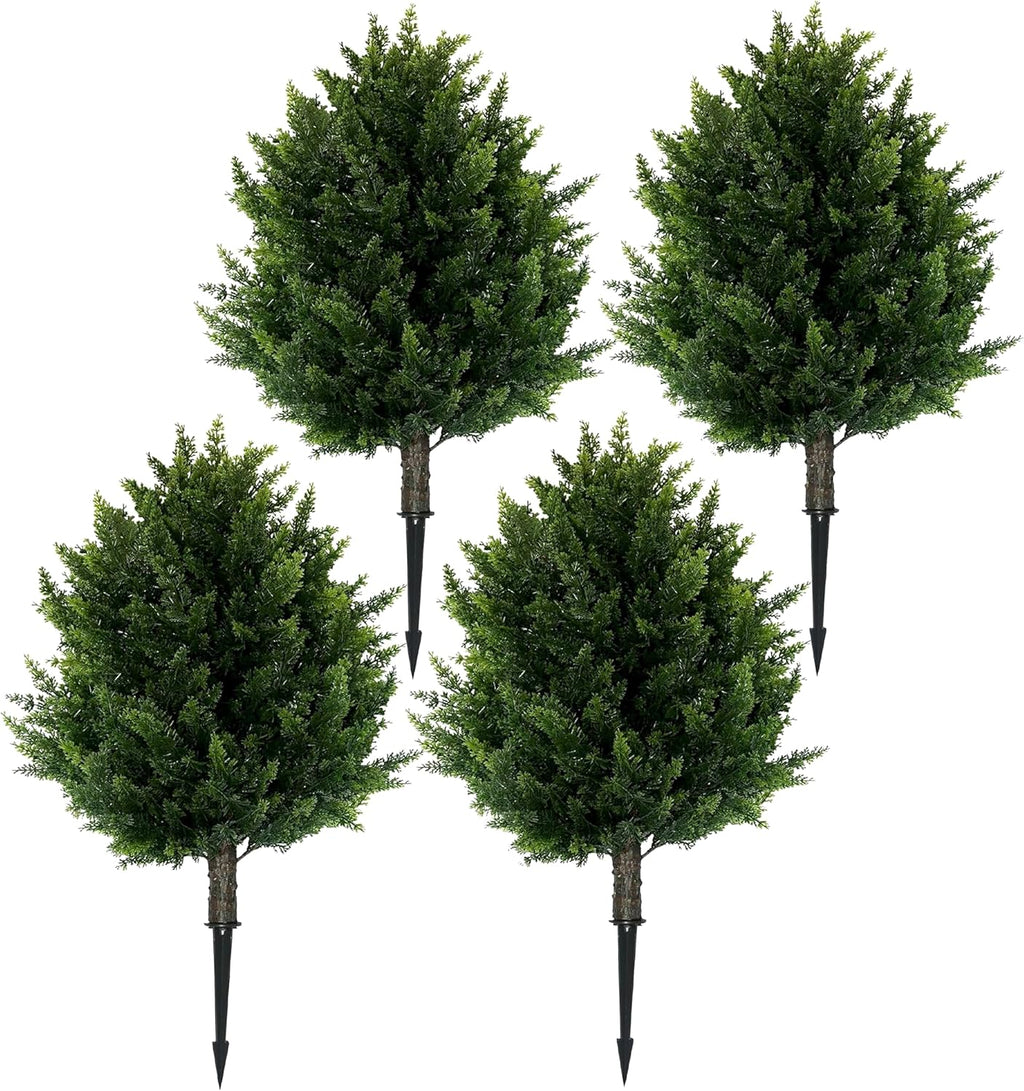 4 PCS-16.5inch Height Artificial Cypress Boxwood Topiary – Breathe Life & Lushness into Any Space – Lifelike – UV-Resistant Great for Indoors & Outdoor - Easy to Install
