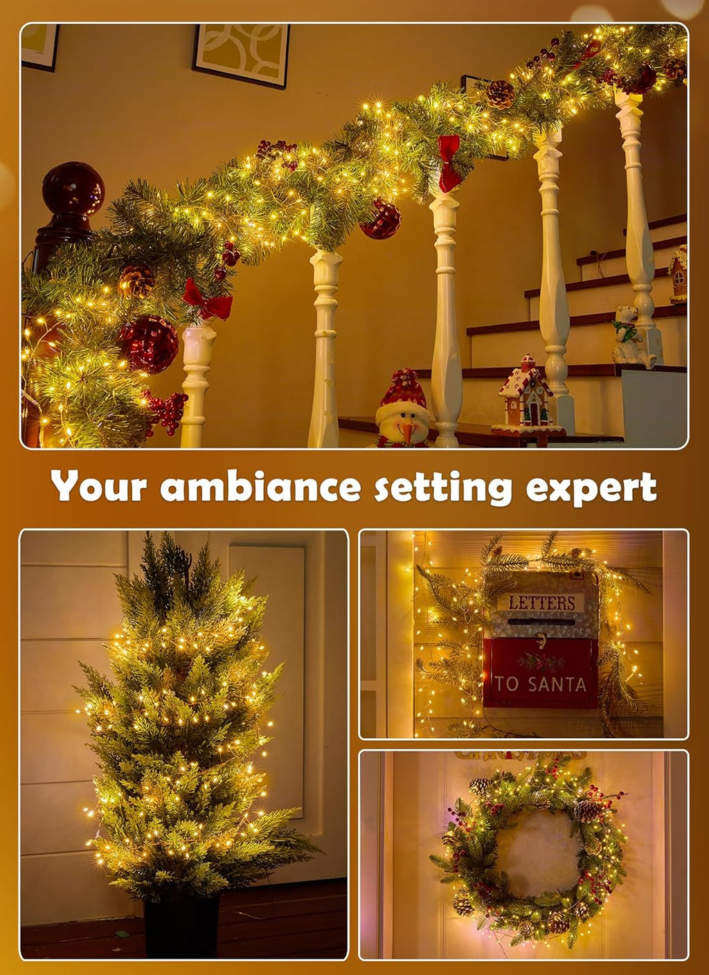 Twinkle Fairy Lights Plug in,200LED Cluster String Lights - Copper Wire Waterproof Christmas Tree Lights for Bedroom Indoor Outdoor, Party Garden Patio Decor