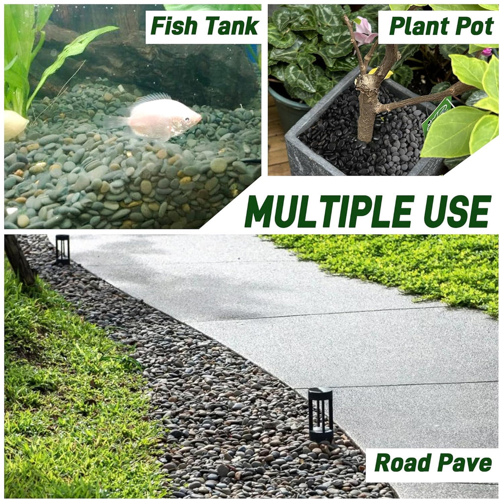 45 LB Natural River Rocks Mexican Beach Pebbles, 0.3-0.6 Inch Natural Unpolished Bulk Rocks, Pebbles for Landscaping Garden Paving Plant, Rocks for Walkways Outdoor Decorative Stone, Grey