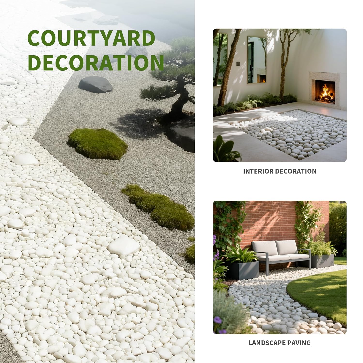 40lbs Large White River Rocks for Garden, 2-3 Inch Smooth Natural Pebbles for Landscaping, Aquarium, Fish Tank, Flower Pots, Water Fountains, Pathways, Backyard Decor