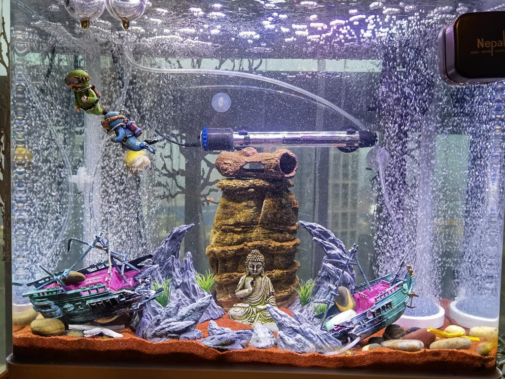 “Soul Valley” Aquarium Ornaments Aquarium Decoration Model Kits, Include 7 pcs Resin Imitation Stone