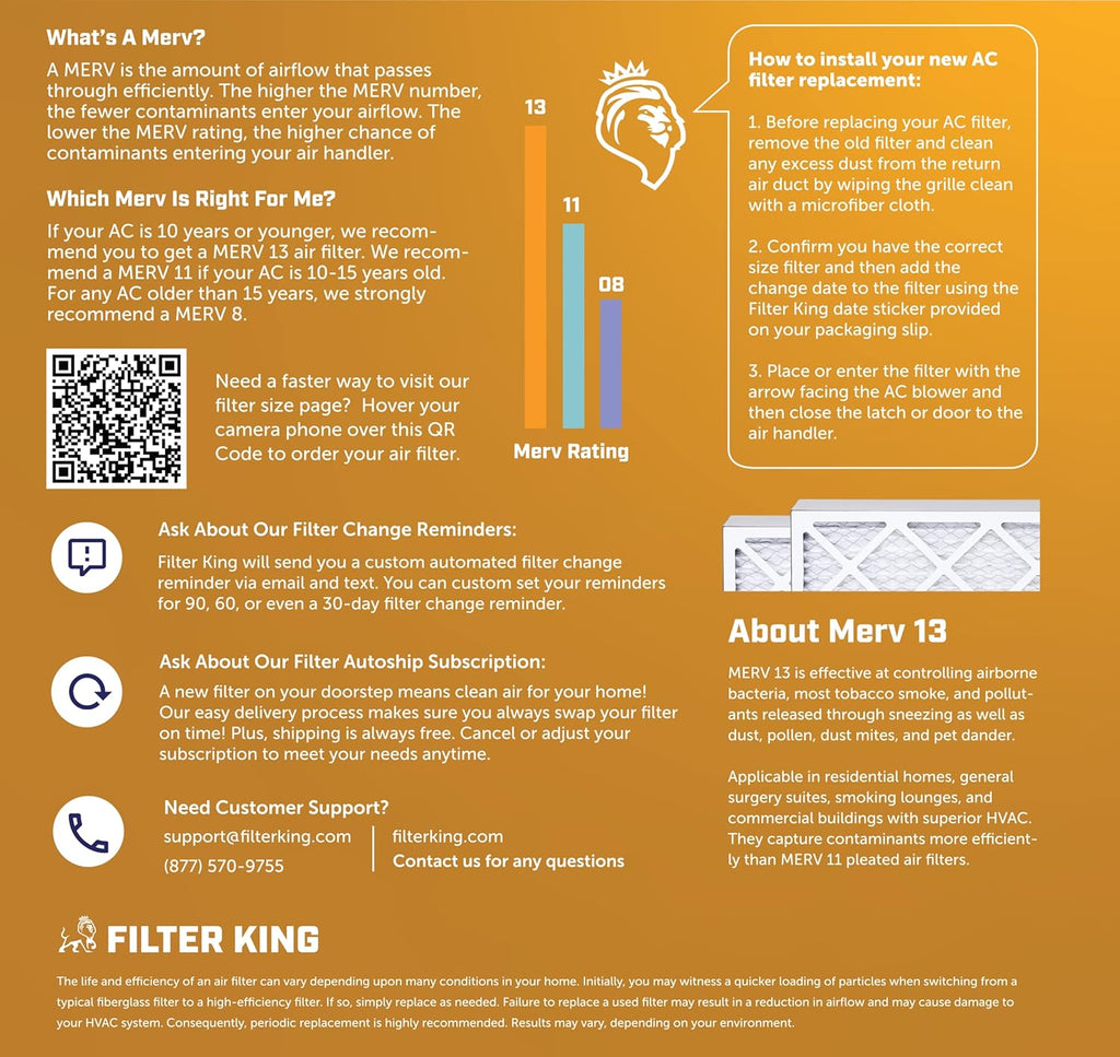 Filter King 16.5x21x1 Air Filter | 4-PACK | MERV 13 HVAC Pleated A/C Furnace Filters | MADE IN USA | Actual Size: 16.5 x 21 x .75"