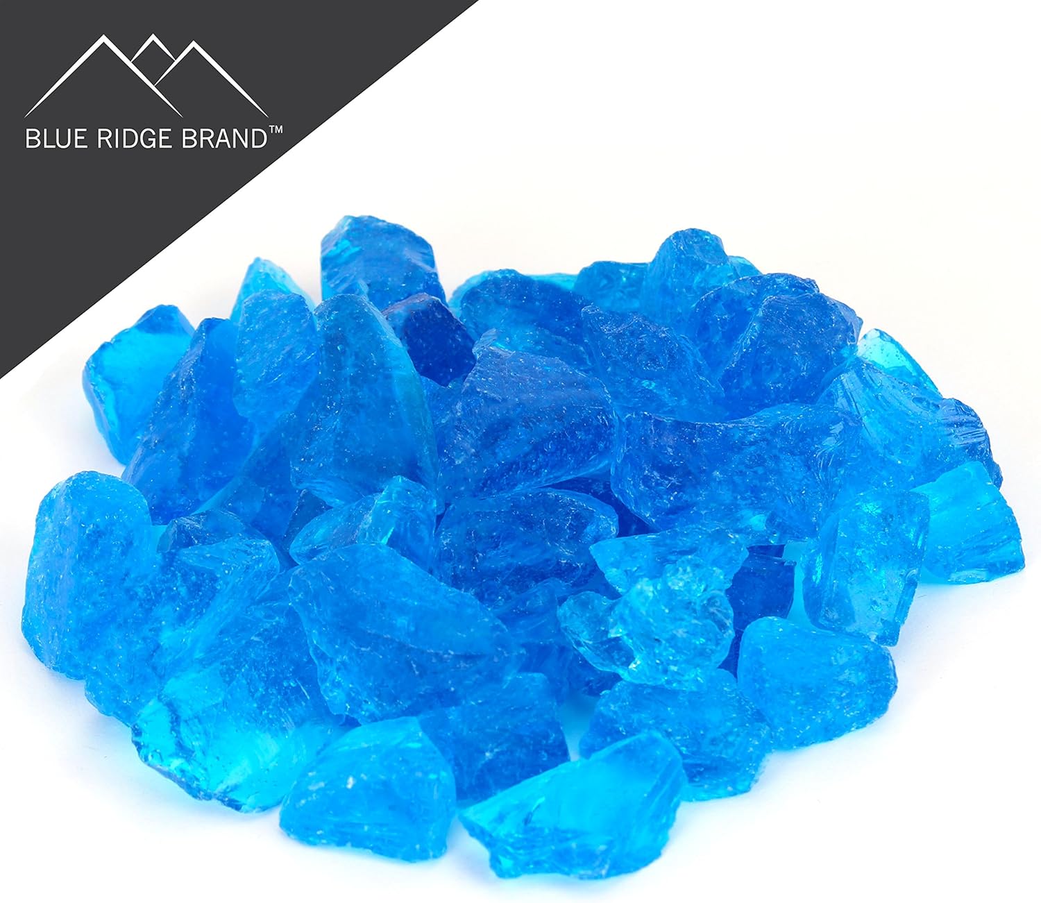 Fire Pit Glass - Fire Glass for Fire Pit - Firepit Glass Rock - Glass Stones - Fire Pit Glass Rocks - Gas & Propane Fire Pit & Fireplace Glass (50 Pound, Light Blue)