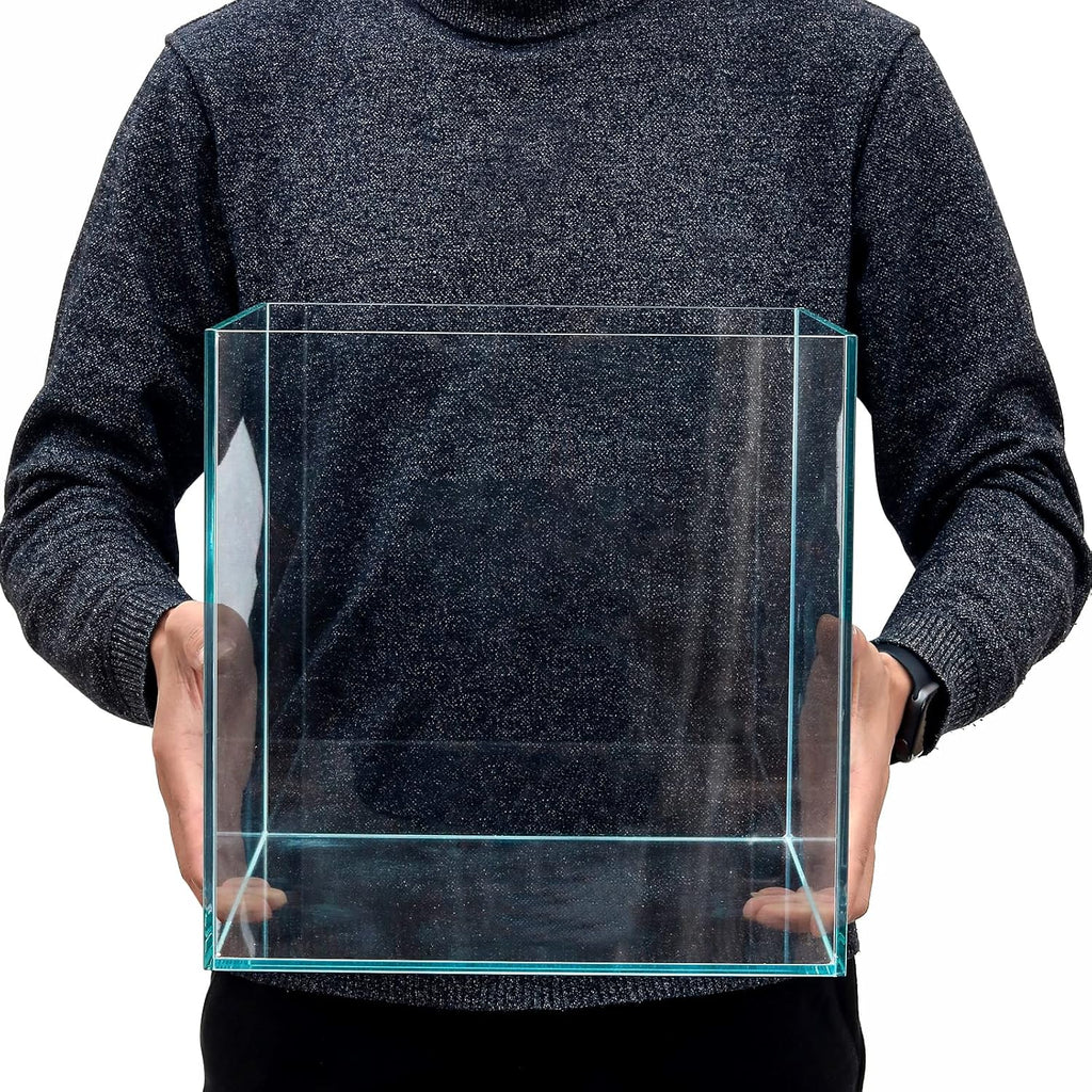 7Gal Ultra Clear Rimless Low Iron Glass Cubic Aquarium Tank (W11.81×D11.81×H11.81 inch(30x30x30cm)) 5mm Thickness Include Black Leveling Mat