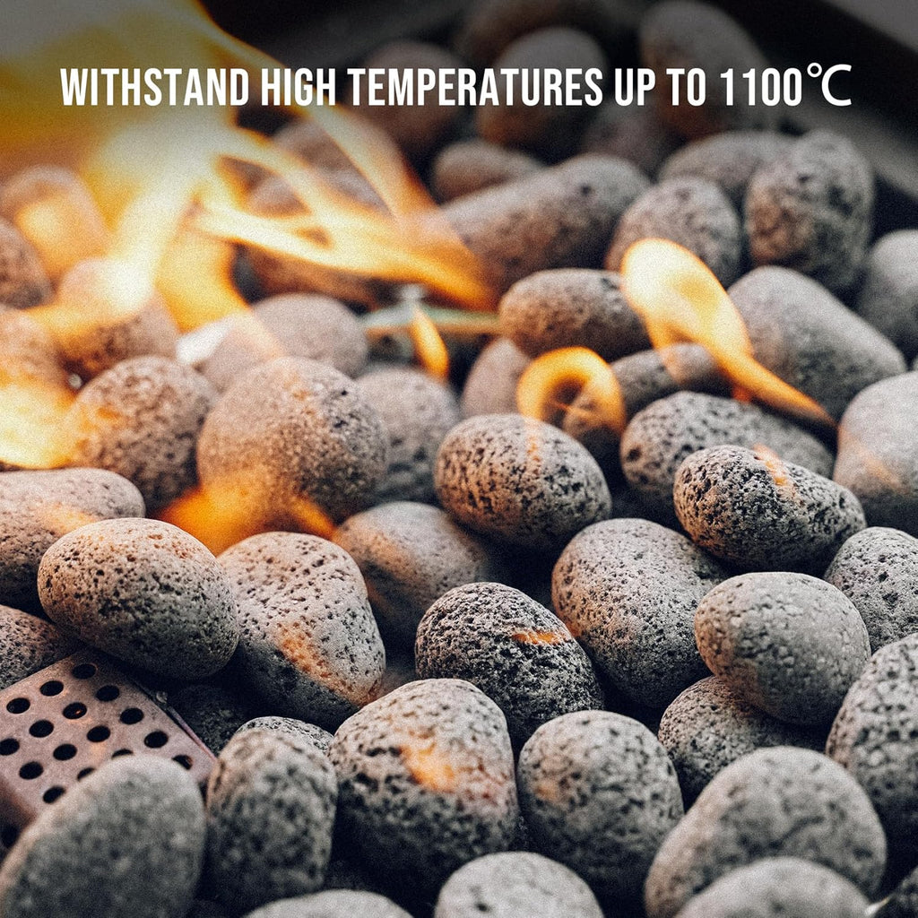Skyflame 1/2-1 Inch Natural Tumbled Stones, Round Lava Rock Pebbles for Indoor Outdoor Gas Fire Pit | Fireplaces | Garden Landscaping Decoration | Cultivation of Potted Plants | 15 Pounds
