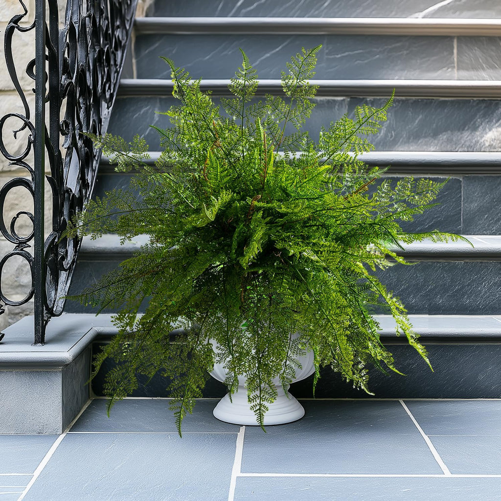 4PCS Lifelike Fake Fern Plants UV Resistant Artificial Boston Ferns for Outdoor Indoor Large Fake Greenery Plants No Wither for Front Porch Garden Window Home Decoration