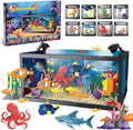 8 in 1 Fish Tank Building Sets, Marine Aquarium Building Block with LED Light Party Favors 9 Model Toy Including Octopus Crab, Christmas Birthday Gifts for Boys Girls Kids Ages 6 8 10 12+