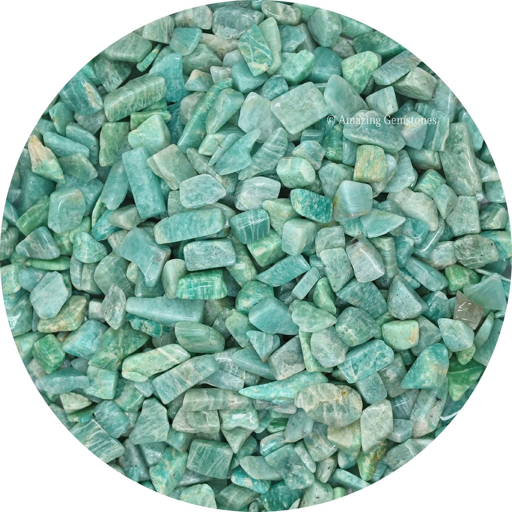 Amazing Gemstone Amazonite 1 lb Bulk AAA+ Gemstone Tumbled Chips Mini Crystal Beads, Undrilled No Holes Wiccan Healing Stones for Home Garden Decor Vases Plants Succulents Cactus Jewelry&Art Project