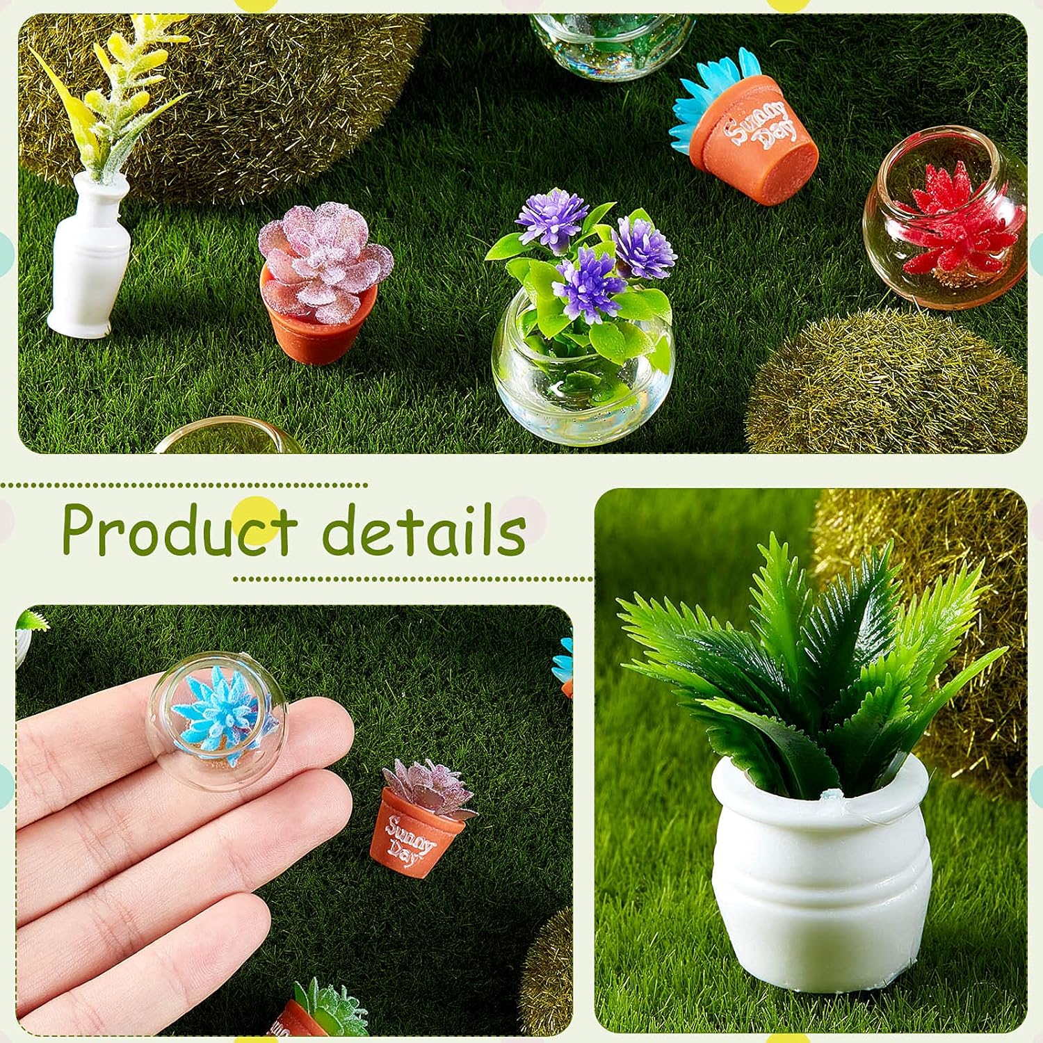 Skylety 14 Pcs Miniature Fake Plants Dollhouse Miniature Flowers for Crafts Mini Faux Plants and Flower Bulk for Doll House Landscaping Bonsai Ornament Crafts(Cute Style)