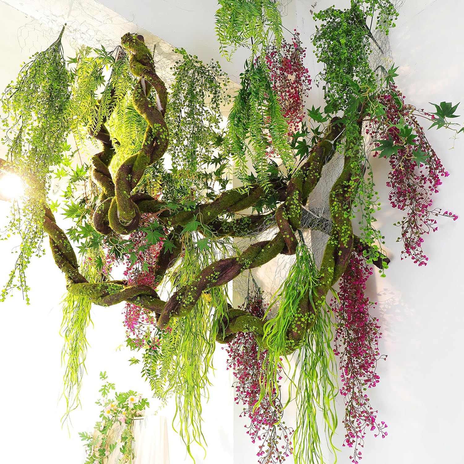 74.8" Big EVA Foam Soft Artificial Tree Branches Thick Trunk Twig Fake Vines Liana Rattan Garland For Wall Hanging Backdrop Wedding Home Hotel Garden X'mas Christmas Thanksgiving Decoration