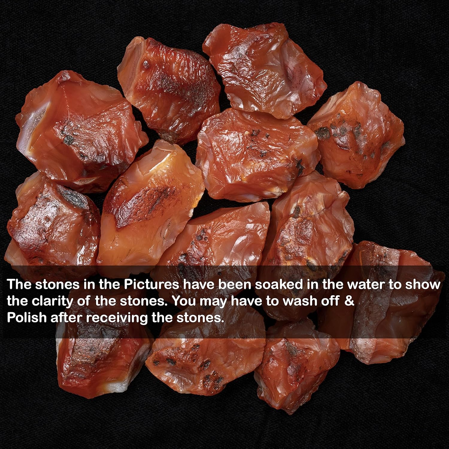 Crocon 1LB Carnelian Rough Bulk Natural Stone Raw Stone Tumbling Cabbing Polishing Mining Chakra Balancing Reiki and Crystal Healing Good Luck Home Office Decor